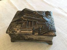 metal box asian characters hinged vintage|Vintage Japanese Metal Box .